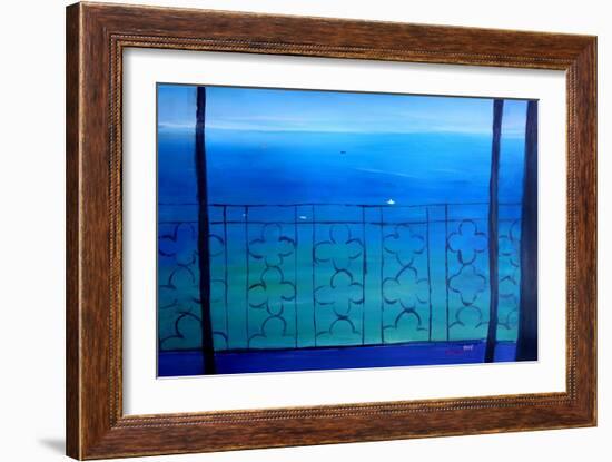 Romantic Seaview Balcony in the Mediterranean-Markus Bleichner-Framed Art Print