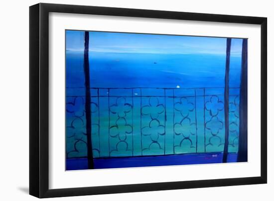 Romantic Seaview Balcony in the Mediterranean-Markus Bleichner-Framed Art Print