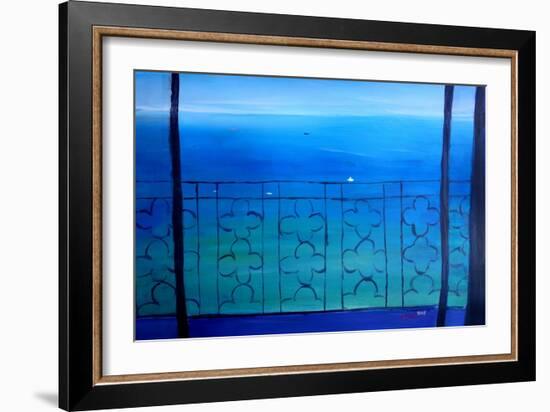 Romantic Seaview Balcony in the Mediterranean-Markus Bleichner-Framed Art Print