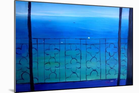 Romantic Seaview Balcony in the Mediterranean-Markus Bleichner-Mounted Art Print