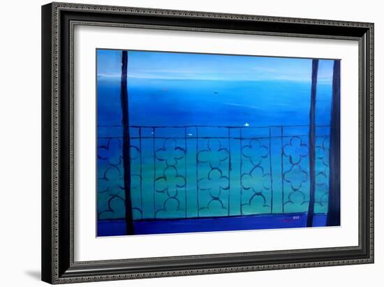 Romantic Seaview Balcony in the Mediterranean-Markus Bleichner-Framed Art Print