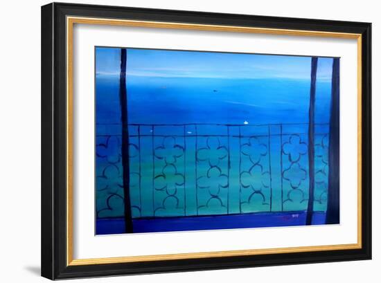 Romantic Seaview Balcony in the Mediterranean-Markus Bleichner-Framed Art Print