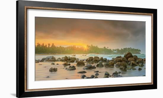 Romantic Untouched Tropical Beach on Sunset, Sri Lanka-Hanna Slavinska-Framed Photographic Print
