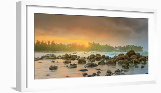 Romantic Untouched Tropical Beach on Sunset, Sri Lanka-Hanna Slavinska-Framed Photographic Print