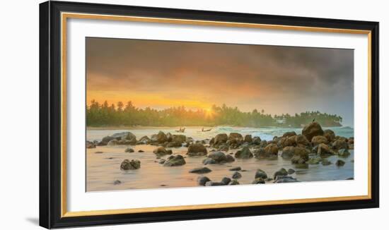 Romantic Untouched Tropical Beach on Sunset, Sri Lanka-Hanna Slavinska-Framed Photographic Print