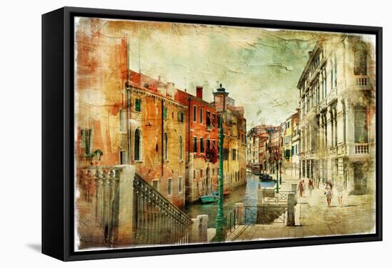 Romantic Venice - Artwork In Painting Style-Maugli-l-Framed Stretched Canvas