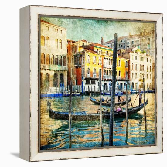 Romantic Venice - Artwork In Painting Style-Maugli-l-Framed Stretched Canvas