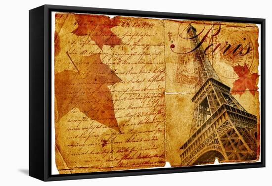 Romantic Vintage Letter From Paris-Maugli-l-Framed Stretched Canvas