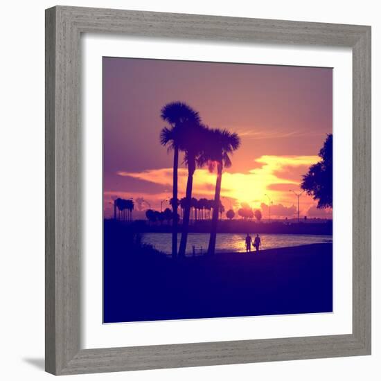 Romantic Walk along the Ocean at Sunset-Philippe Hugonnard-Framed Photographic Print