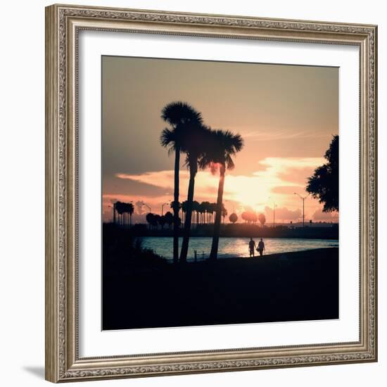 Romantic Walk along the Ocean at Sunset-Philippe Hugonnard-Framed Photographic Print