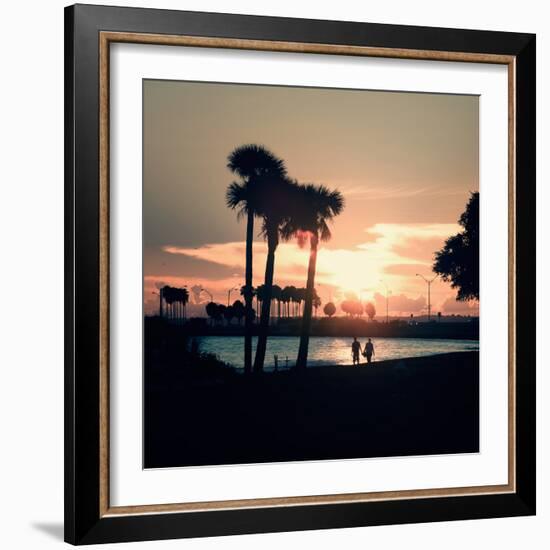 Romantic Walk along the Ocean at Sunset-Philippe Hugonnard-Framed Photographic Print