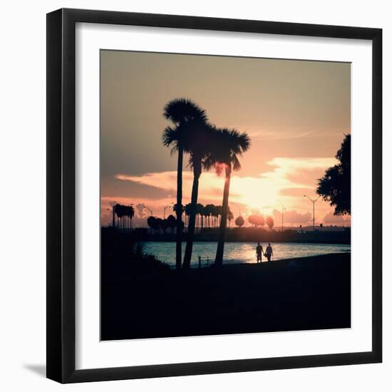 Romantic Walk along the Ocean at Sunset-Philippe Hugonnard-Framed Photographic Print