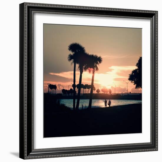 Romantic Walk along the Ocean at Sunset-Philippe Hugonnard-Framed Photographic Print