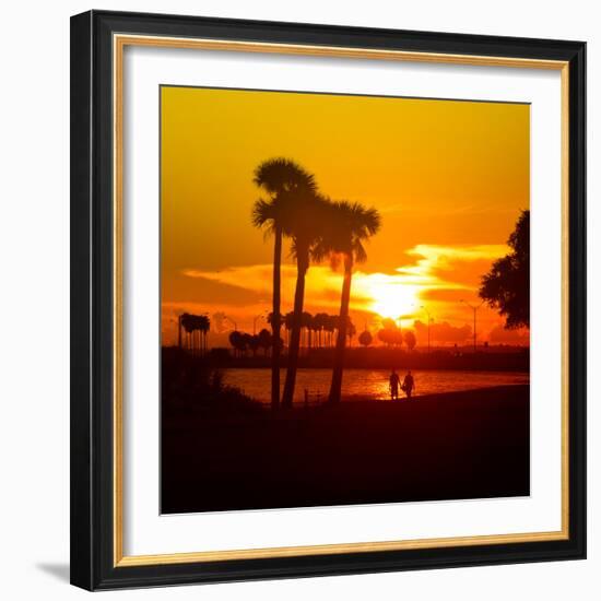 Romantic Walk along the Ocean at Sunset-Philippe Hugonnard-Framed Photographic Print