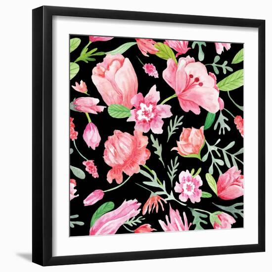 Romantic Watercolor Pattern-kisika-Framed Art Print