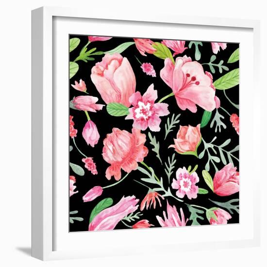 Romantic Watercolor Pattern-kisika-Framed Art Print