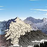 Hand Drawn Mountain Backgrounds, Vector Illustration-RomanYa-Framed Art Print
