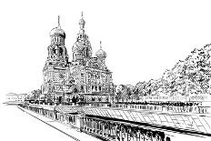 Russia. Saint Petersburg.Savior on Spilled Blood Hand Drawn Sketch. City Vector Illustration-RomanYa-Framed Art Print