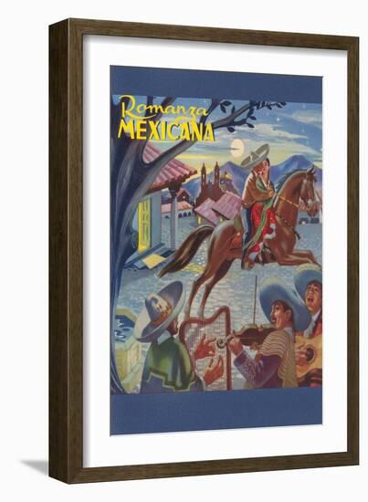 Romanza Mexicana Poster, Village Scene at Night-null-Framed Art Print