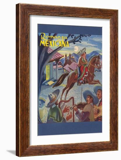 Romanza Mexicana Poster, Village Scene at Night-null-Framed Art Print