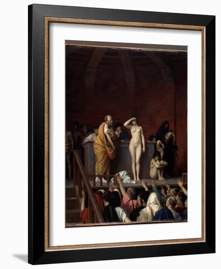 Rome Antique :  Le Marche Aux Esclaves a Rome  (The Slave Market in Rome) Une Esclave Nue Sur Une E-Jean Leon Gerome-Framed Giclee Print