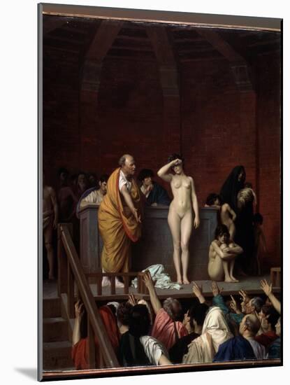 Rome Antique :  Le Marche Aux Esclaves a Rome  (The Slave Market in Rome) Une Esclave Nue Sur Une E-Jean Leon Gerome-Mounted Giclee Print