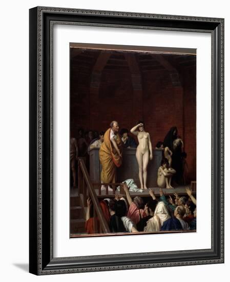 Rome Antique :  Le Marche Aux Esclaves a Rome  (The Slave Market in Rome) Une Esclave Nue Sur Une E-Jean Leon Gerome-Framed Giclee Print