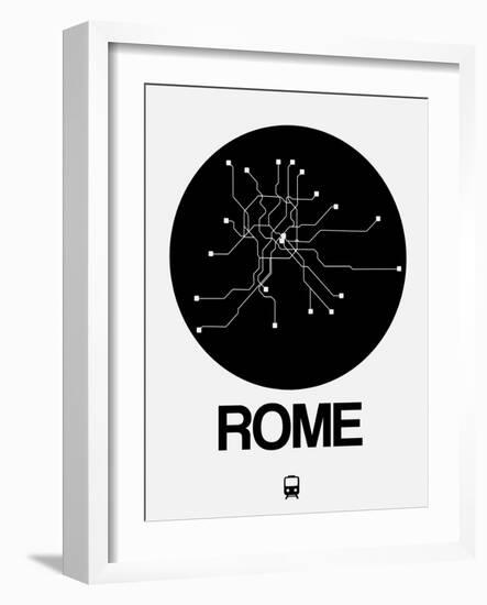 Rome Black Subway Map-NaxArt-Framed Art Print