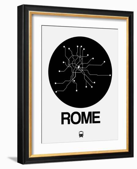 Rome Black Subway Map-NaxArt-Framed Art Print