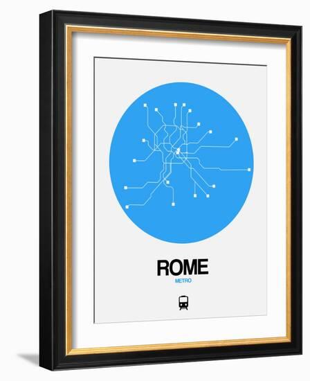 Rome Blue Subway Map-NaxArt-Framed Art Print