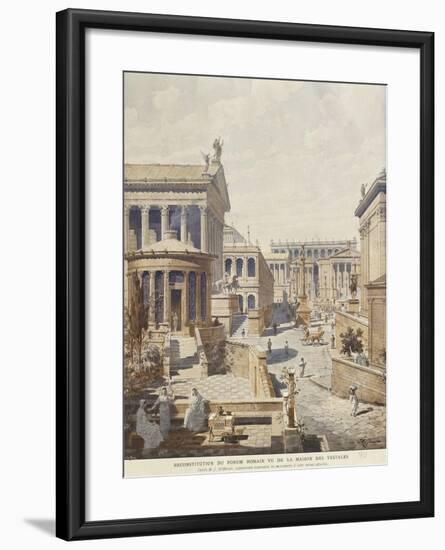 Rome, Ideal Reconstruction of the Roman Forum, the Temple of Vesta by J. Hofbauer, 1911-null-Framed Giclee Print