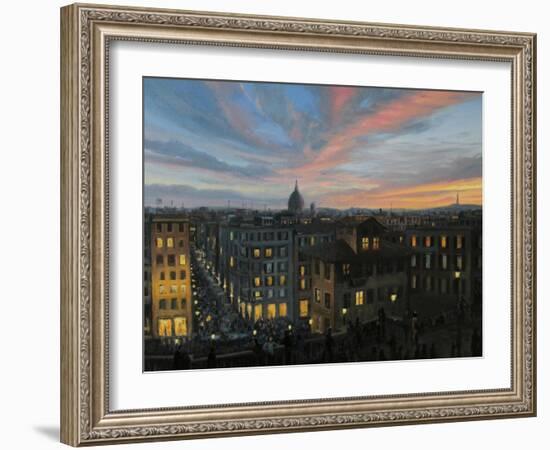 Rome In The Light Of Sunset-kirilstanchev-Framed Art Print