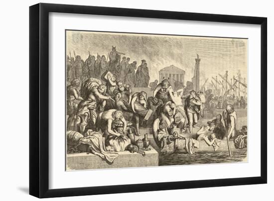 Rome is Sacked Plundered Looted by Gaiseric and His Fellow-Vandals-H. Leutemann-Framed Art Print