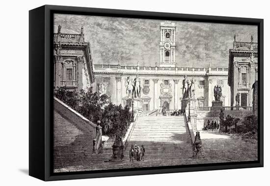 Rome Italy 1875 Facade of the Senatorial Palace on the Capitol Museum Palace of the Conservators th-null-Framed Premier Image Canvas