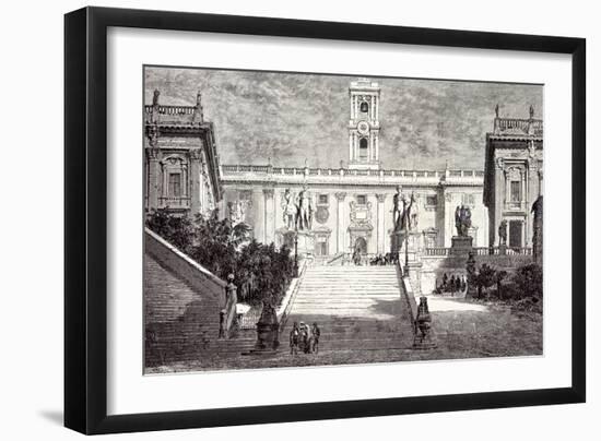 Rome Italy 1875 Facade of the Senatorial Palace on the Capitol Museum Palace of the Conservators th-null-Framed Giclee Print