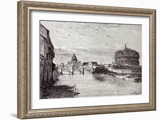 Rome Italy 1875 Mole of Adrian Banks of the Tiber Between Ripetta and the Bridge Od St. Angelo-null-Framed Giclee Print