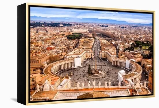 Rome, Italy. Famous Saint Peter'S Square In Vatican And Aerial View Of The City-bloodua-Framed Stretched Canvas
