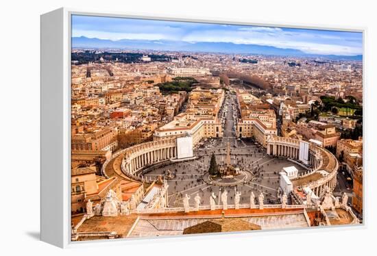 Rome, Italy. Famous Saint Peter'S Square In Vatican And Aerial View Of The City-bloodua-Framed Stretched Canvas