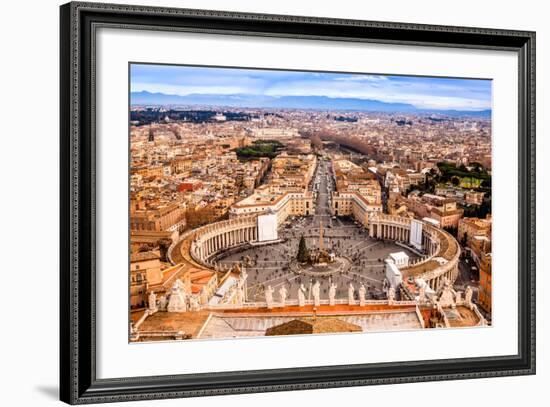 Rome, Italy. Famous Saint Peter'S Square In Vatican And Aerial View Of The City-bloodua-Framed Art Print