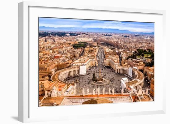 Rome, Italy. Famous Saint Peter'S Square In Vatican And Aerial View Of The City-bloodua-Framed Art Print