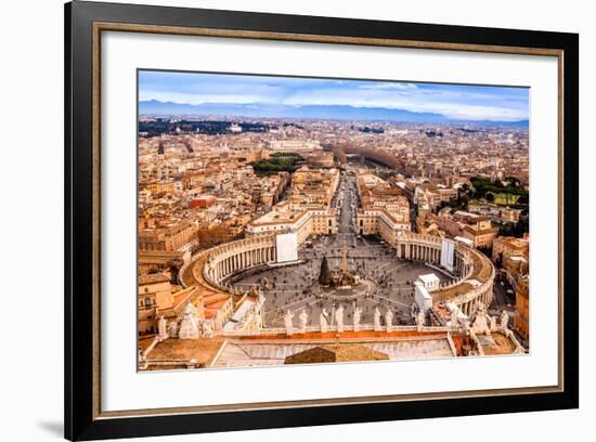 Rome, Italy. Famous Saint Peter'S Square In Vatican And Aerial View Of The City-bloodua-Framed Art Print