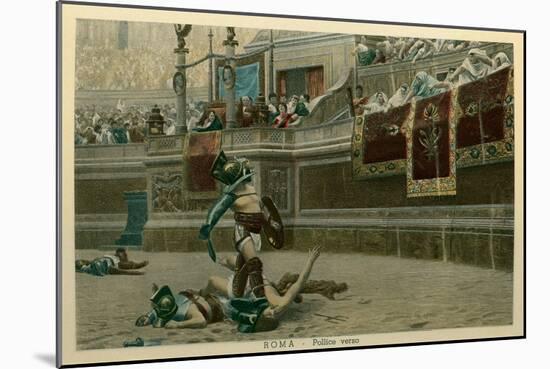 Rome, Italy, Gladiators in Coliseum-null-Mounted Art Print