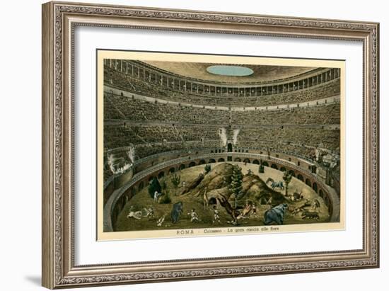 Rome, Italy, Illustration of Spectacle in Coliseum-null-Framed Art Print