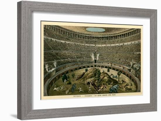 Rome, Italy, Illustration of Spectacle in Coliseum-null-Framed Art Print