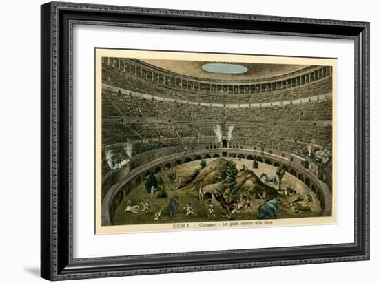 Rome, Italy, Illustration of Spectacle in Coliseum-null-Framed Art Print