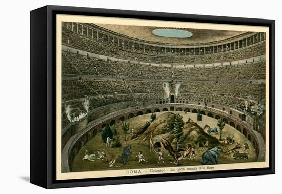 Rome, Italy, Illustration of Spectacle in Coliseum-null-Framed Stretched Canvas