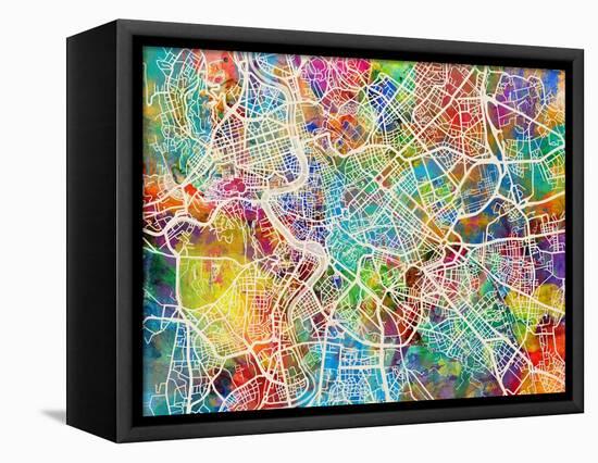Rome Italy Street Map-Tompsett Michael-Framed Stretched Canvas