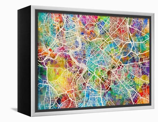 Rome Italy Street Map-Tompsett Michael-Framed Stretched Canvas