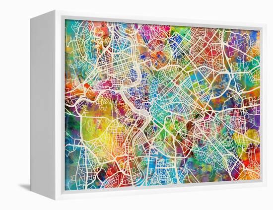 Rome Italy Street Map-Tompsett Michael-Framed Stretched Canvas