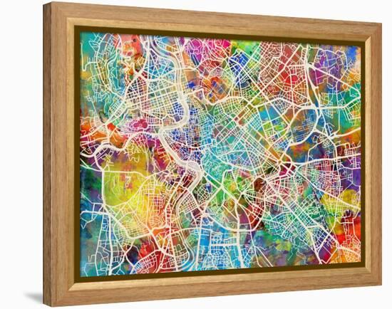 Rome Italy Street Map-Michael Tompsett-Framed Stretched Canvas